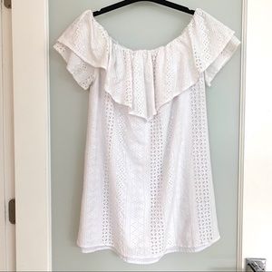 Amanda Uprichard White Embroidered Lace Mini Dress Medium